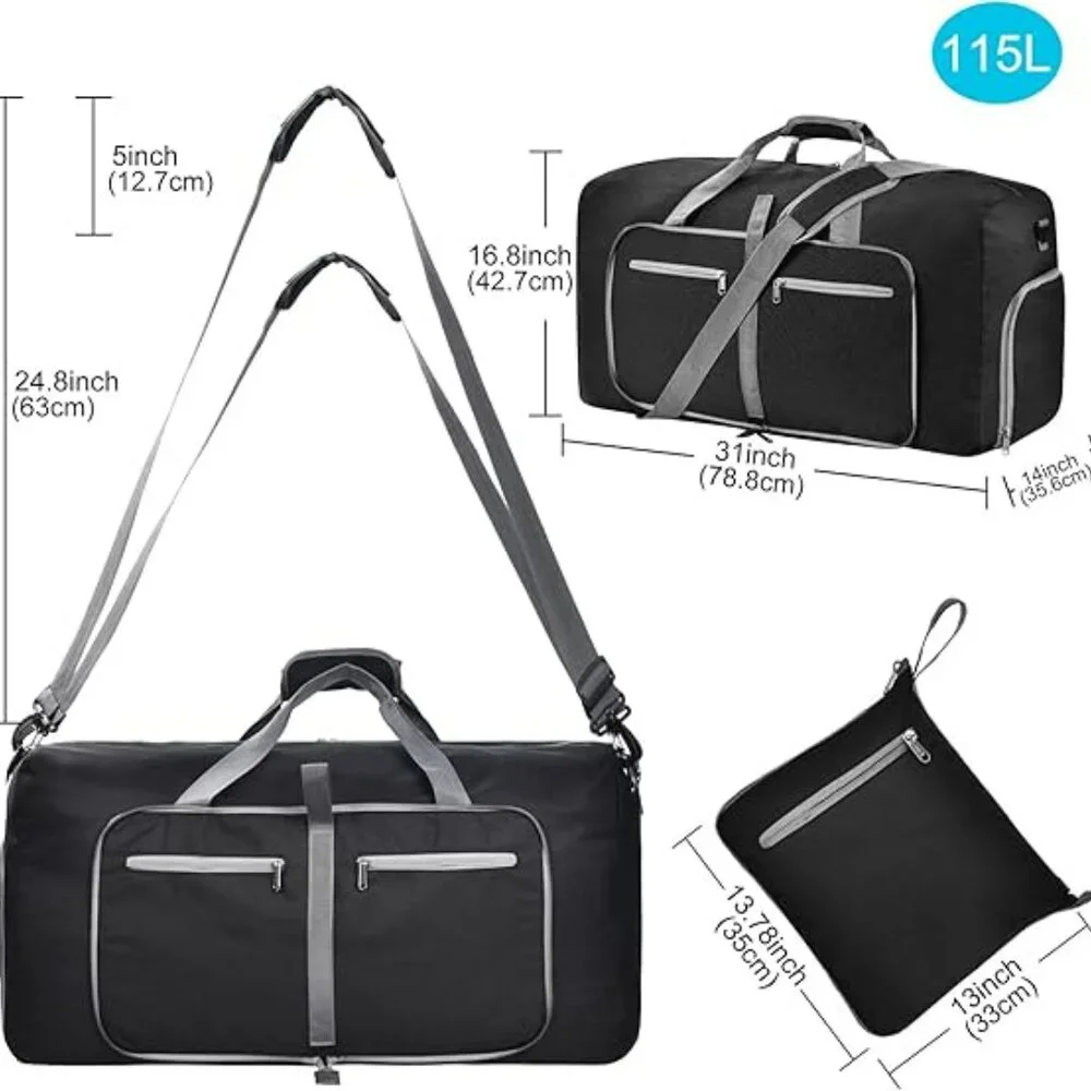 New Duffle Bag Foldable Travel w Shoes Compartment w Adjustable Strap Waterproof